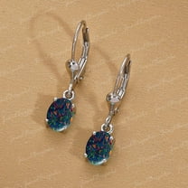 Beautiful Black Opal Earring, Drop and Dangle Earring, Earrings for Women, Black Gemstone Opal Studs, Leverback Dainty Earring,Gifts For Mom