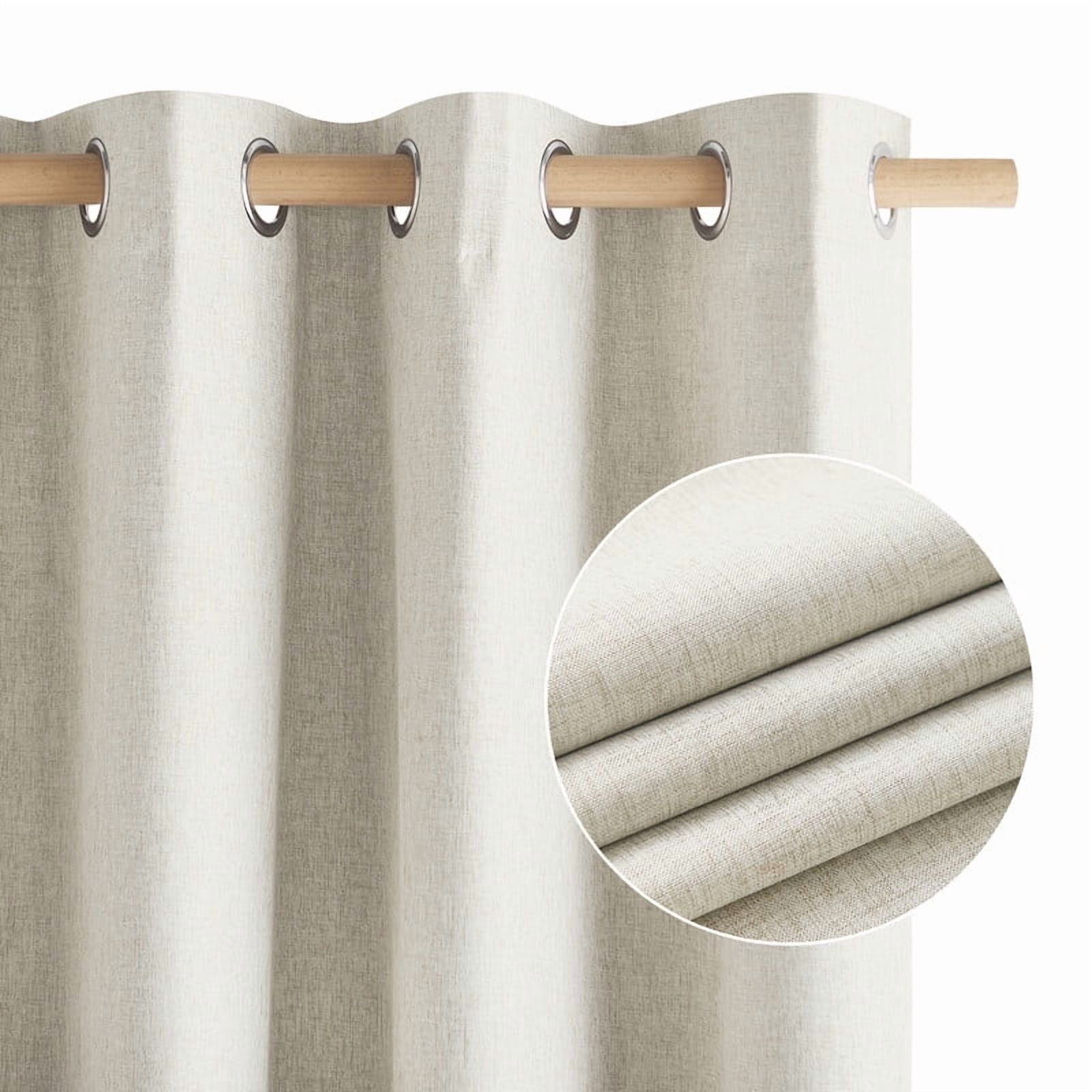 NICETOWN Full Blackout Curtains Faux Linen Noise Reducing Room Darkening Thermal Insulated Drapes, W52 x L72, Beige, Set of 2