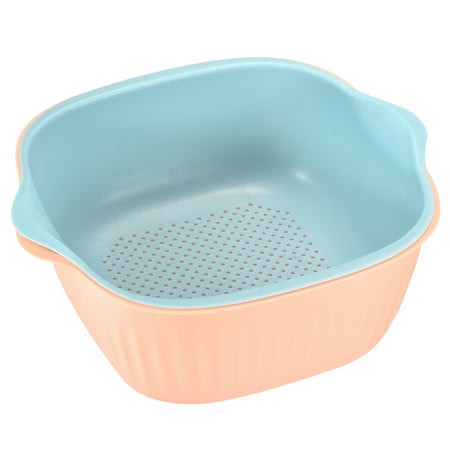 

Uxcell Kitchen Colander Bowl Set Plastic Washing Bowl and Strainer Pasta Drainer Basket-Pink Blue
