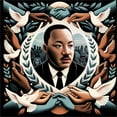 thumbnail image 3 of Ambesonne Martin Luther King Jr Day Duvet Cover Set, Portrait, Twin, Blue Grey and Pale Caramel, 3 of 3