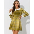 thumbnail image 3 of INSPIRE CHIC Robe à Carreaux à Manches Longues et Col Contrasté Peter Pan pour Femmes Jaune TG, 3 of 5