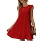 thumbnail image 1 of TRKIYQC Vestido de verano para mujer, sin mangas, con volantes, cuello redondo, mini vestido de color sólido, corte holgado, corto, fluido, plisado TRKIYQC Moderno diseño moderno, 1 of 3