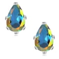 thumbnail image 2 of Gem Stone King 925 Sterling Silver Mercury Mist Mystic Topaz 6-Prong Stud Earrings for Women Men (2.00 Cttw, Pear Shape 8X5MM), 2 of 5