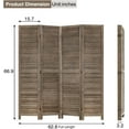 thumbnail image 2 of FDW Room Divider Partition 4 Panel Privacy Screen Folding Screen Wood Frame Screen for Home Office Bedroom,Brown, 2 of 7