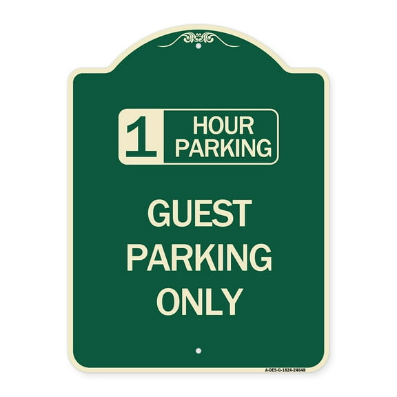 SignMission Designer Series Sign - 1 Hour Parking Guest Parking Only | Green & Tan 18" x 24" Heavy-Gauge Aluminum Architectural Sign | Protect Your Business & Municipality | Made in the