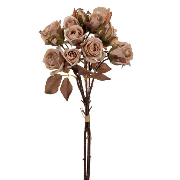 Vickerman 16.5" Cream Artificial Dried Rose Bundle.