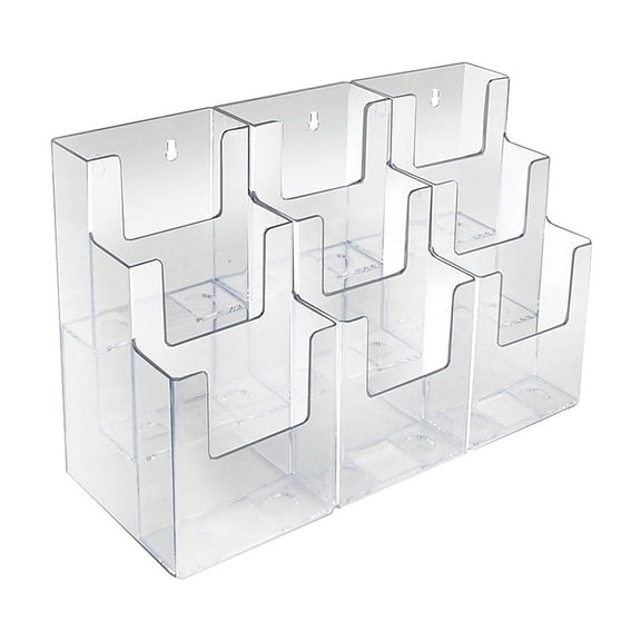 Three-Tier Nine-Pocket Trifold Brochure Holder, 2-Pack