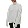 thumbnail image 2 of Women'S High Neck Sweaters Loose Fit Fall Winter Pullover Jumper Tops White S, 2 of 8