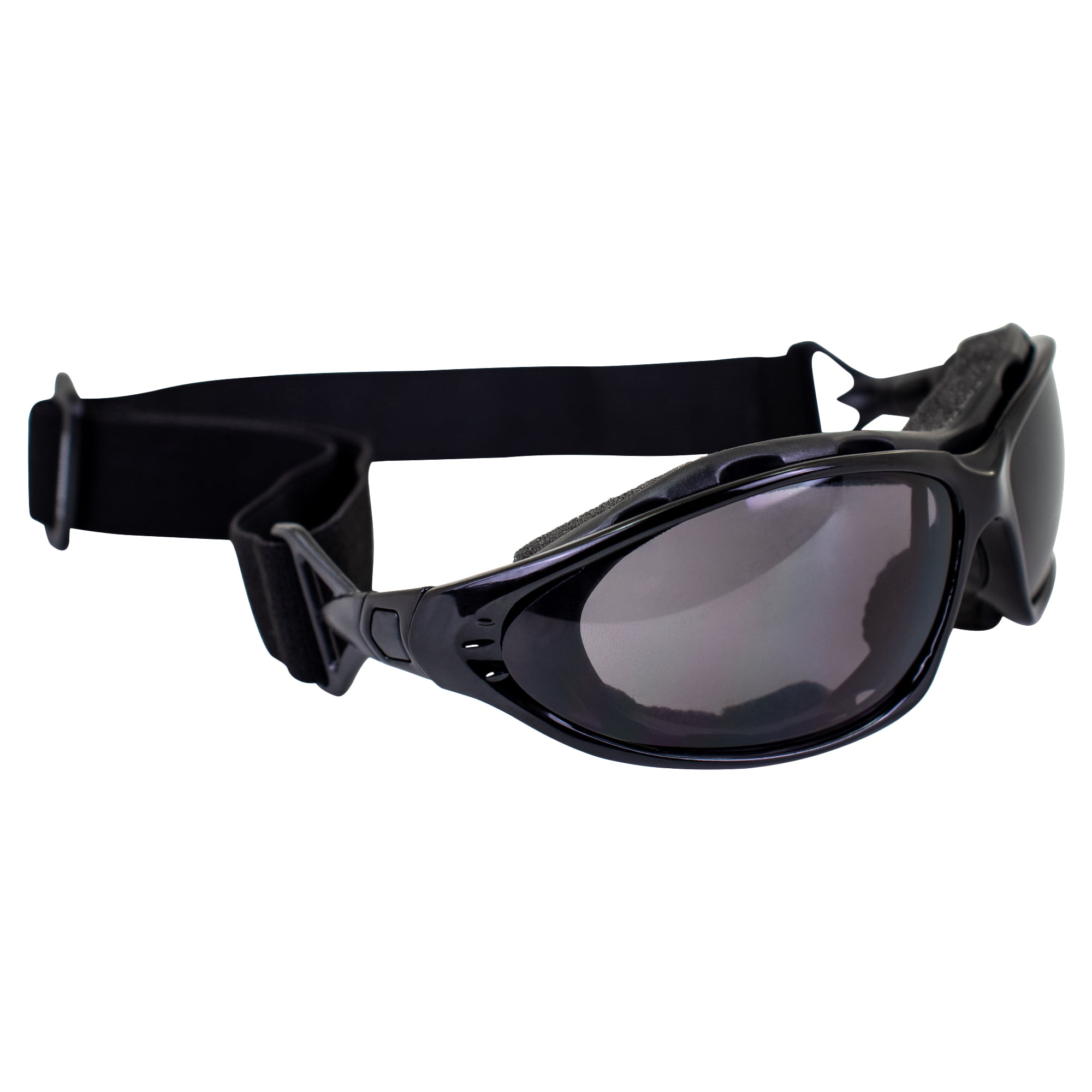Birdz Eyewear Thrasher Padded Motorcycle Sunglasses For Men & Women  Convertible to Goggles Black Frame w/ Shatterproof & Anti fog Smoke Lenses  
