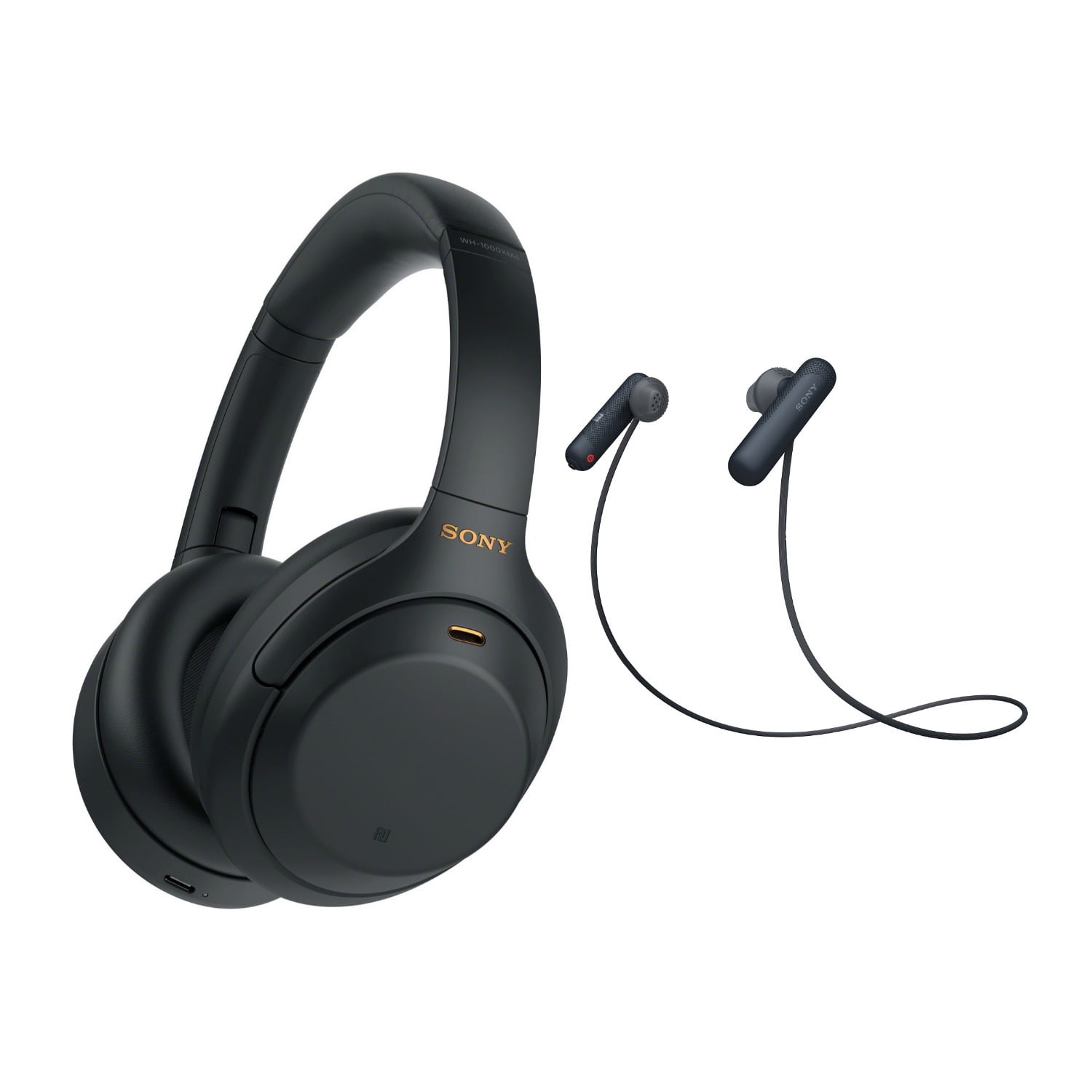 Sony WH-1000XM4 Wireless Noise Canceling Over-Ear Headphones (Black) Bundle  - Walmart.com