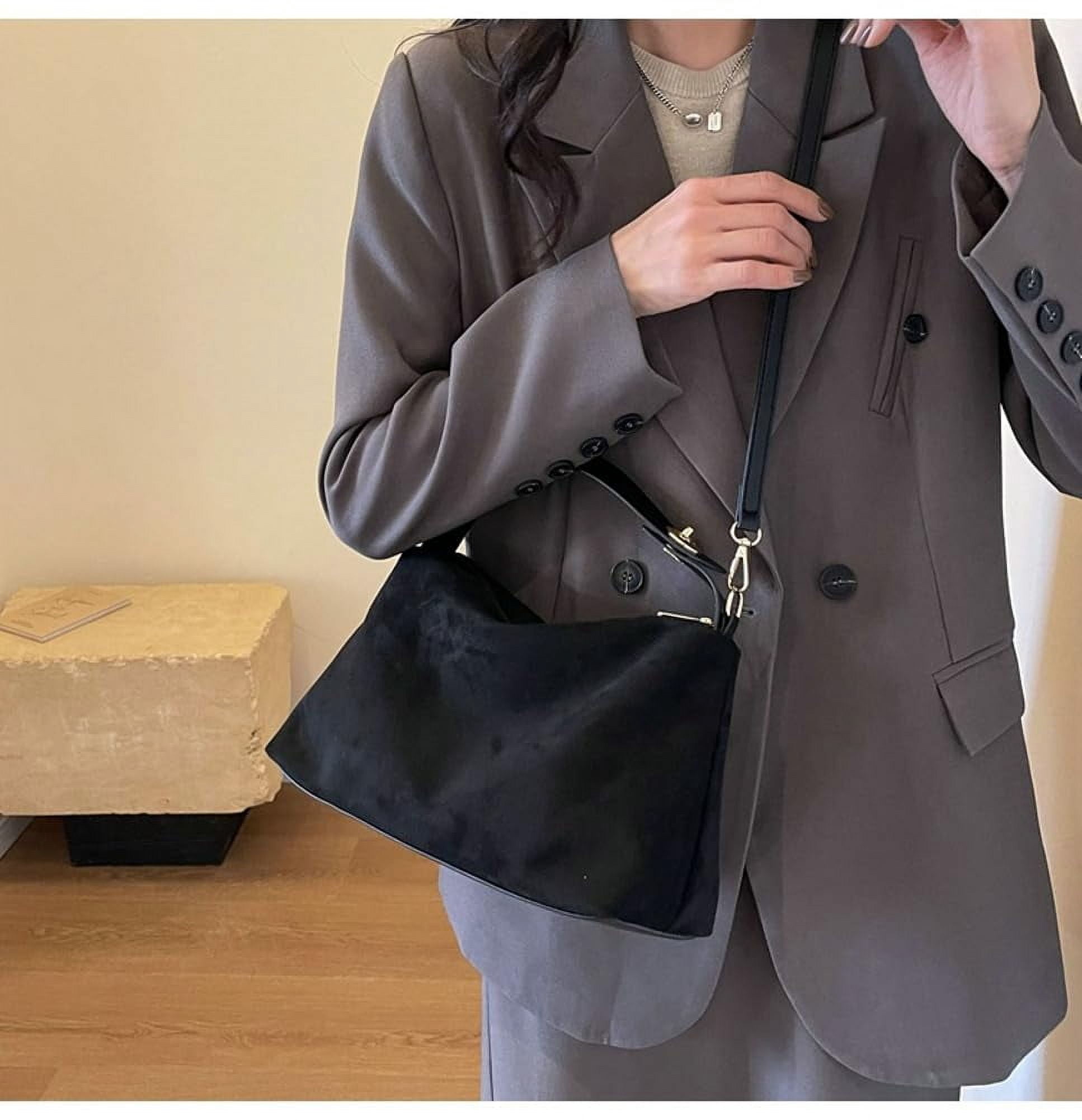 Trendy Suede Cloud Crescent Shoulder Bag — Women's Hobo Purse, Crossbody Satchel, Phone Purse & Travel Tote