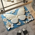 thumbnail image 2 of Beautynvta Butterfly-Themed Bath Rug for Bathroom, 3D Butterfly Printed Floor Mat, Winter Butterfly and Flower Pattern Decorative Bath Mat, Non-Slip Washable Carpet, 23.6x15.7 Inch, 2 of 6