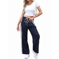 thumbnail image 2 of Women'S Wide Leg Pants Drawstring High Rise Side Striped Slouchy Palazzo Pants with Pockets Navy Blue XXL, 2 of 8