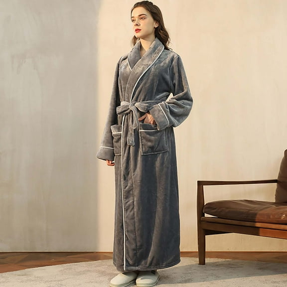 XINXIAOO Women's Flannel Pajamas Large Coral Velvet Bathrobe Autumn And Winter Long Thick Pajamas plus Size Robes for Women 4x plus Size Japanese Kimonos for Women Shower Wrap Shower Robe for Women