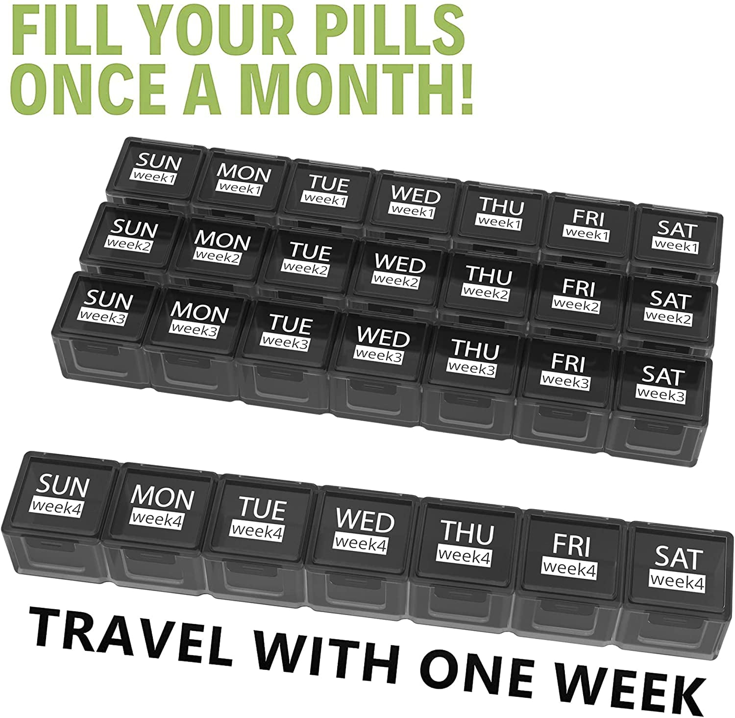 健康・医学 TUK ZzTeck Pill Organizer 2 Times a Day - Weekly AM PM Pill Box Case
