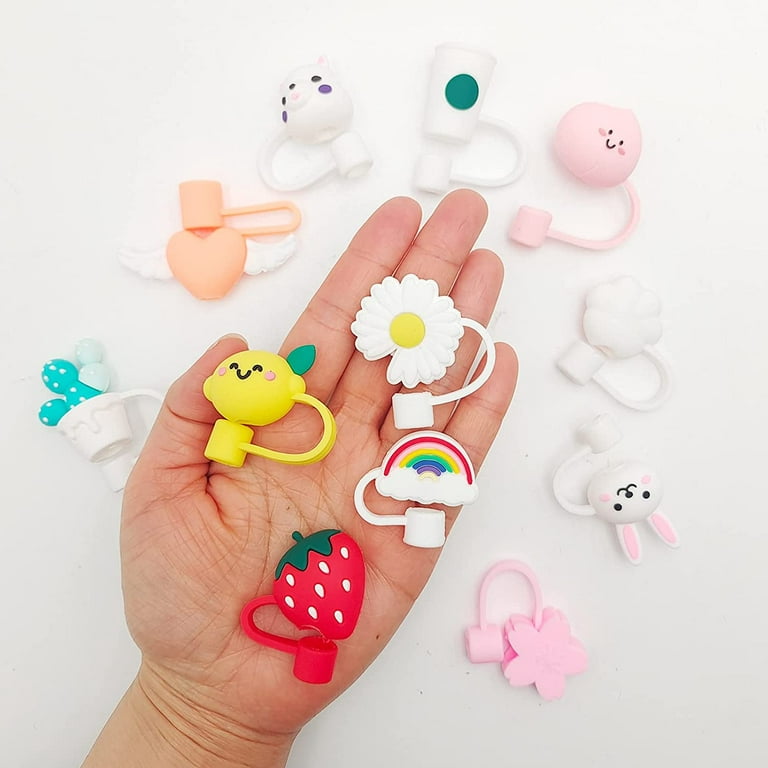 Cute Reusable Silicone Straw Tips Cover for 12mm Drinking Straws