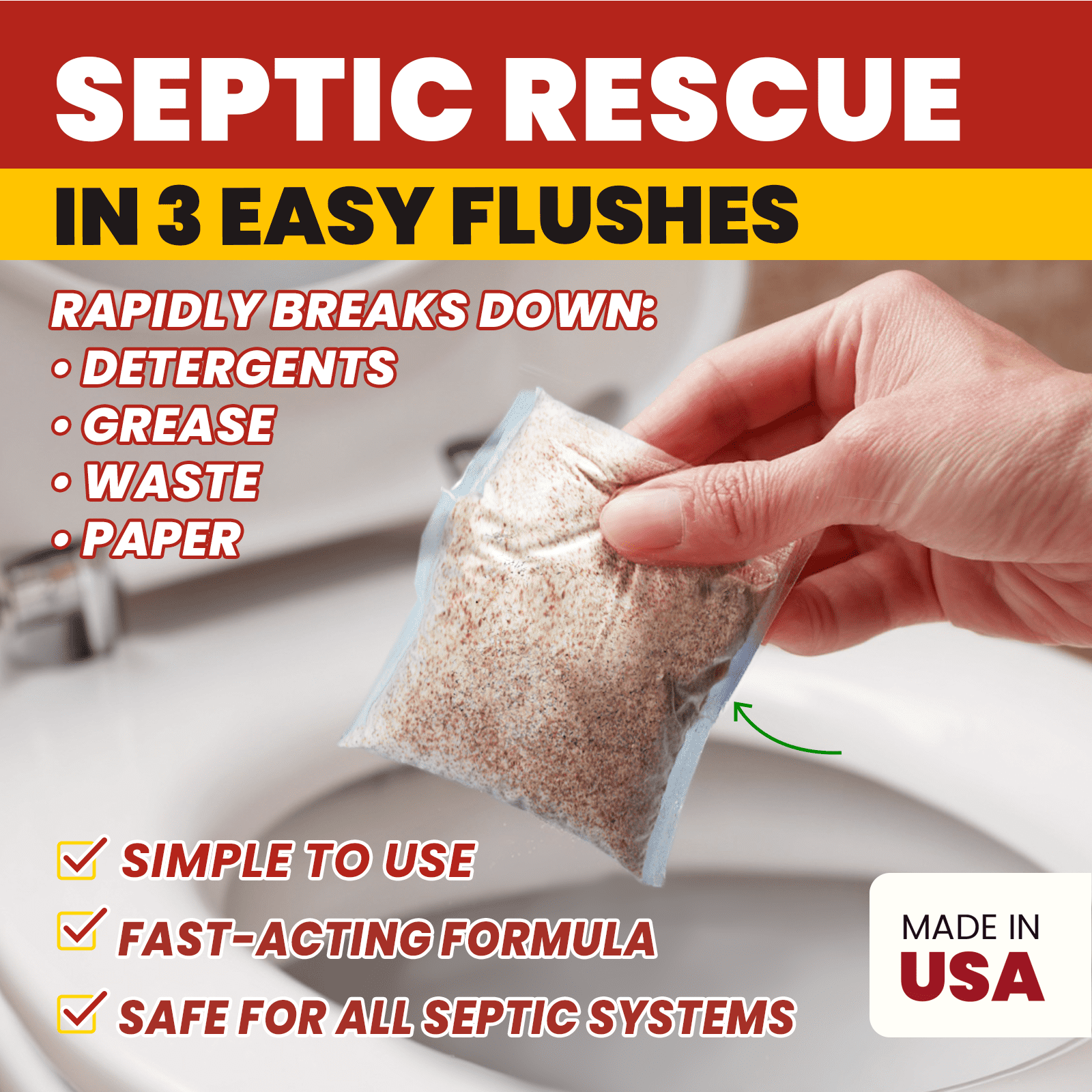 Uncle Todd’s Septic Power Up Pods – Septic Tank Booster Treatment, 3-Month Supply (One 2oz Pod/Month) – Rebalances Struggling Systems, Speeds Waste Breakdown, Enzyme Formula