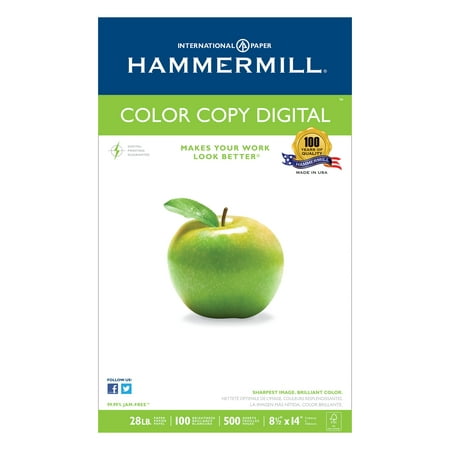 Hammermill Copy Paper, 100 Brightness, 28lb, 8-1/2 x 14, Photo White,