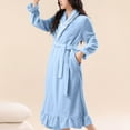 thumbnail image 4 of Fewfanhot Women's Long Robe with Pockets Lapel Collar Bathrobe for Home Lounging and Comfortable Wear After Bath or Shower, 4 of 6