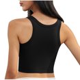 thumbnail image 3 of Puntoco Camisetas sin mangas ajustadas para mujer Blusa deportiva con cuello redondo y almohadón en el pecho de color liso para mujer, 3 of 3