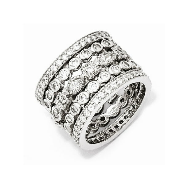 Gold Plated 925 Sterling Silver CZ Cubic Zirconia Simulated Diamond Eternity Five Ring Set Size 8 Measures 15mm Wide Jew Walmart