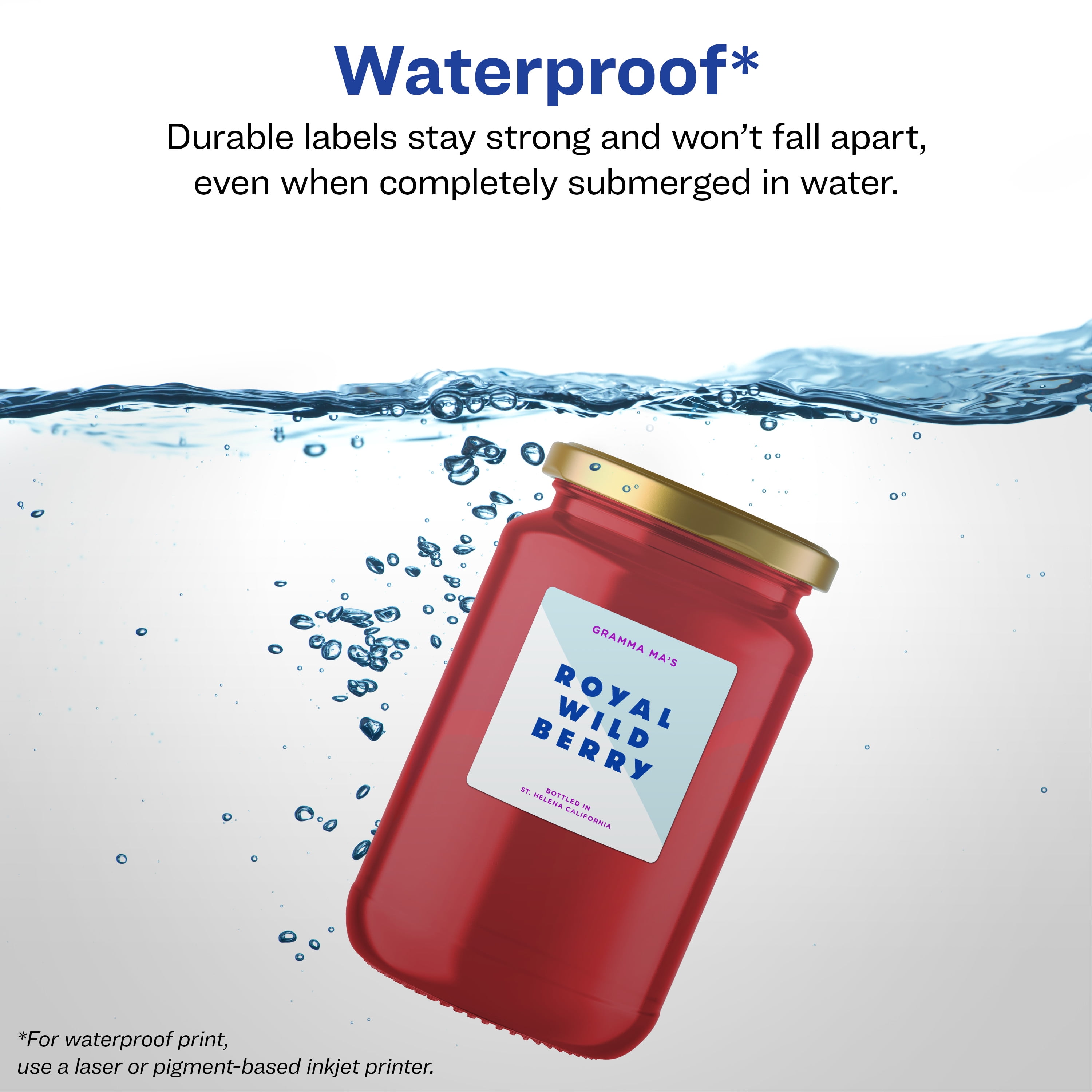 Avery 2-1/2" x 2-1/2" Waterproof Square Labels, 90 Labels