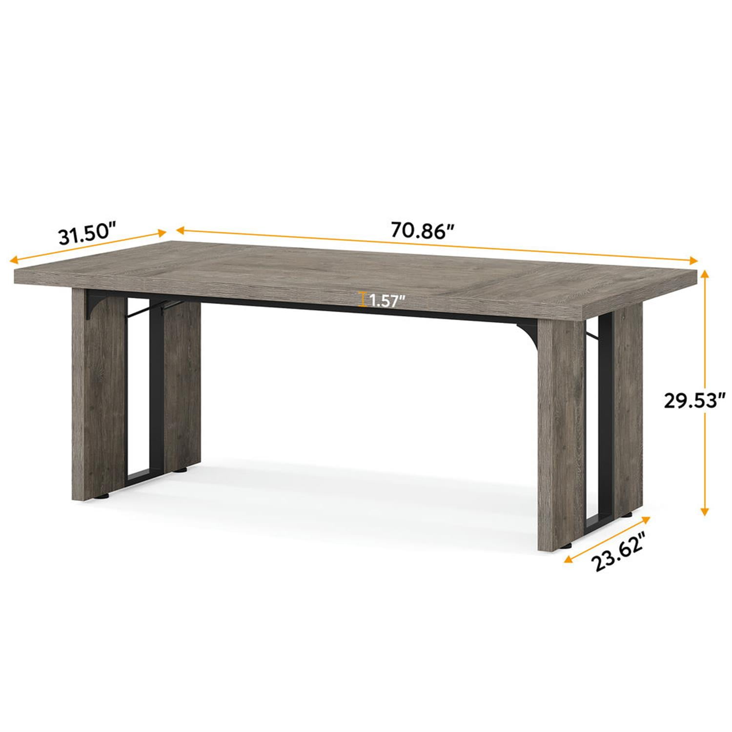 Demi Bonn 70" Executive Computer Desk, Modern Duty Study Writing Gaming Table for Home Office, Rectangle Conference Table, Gray