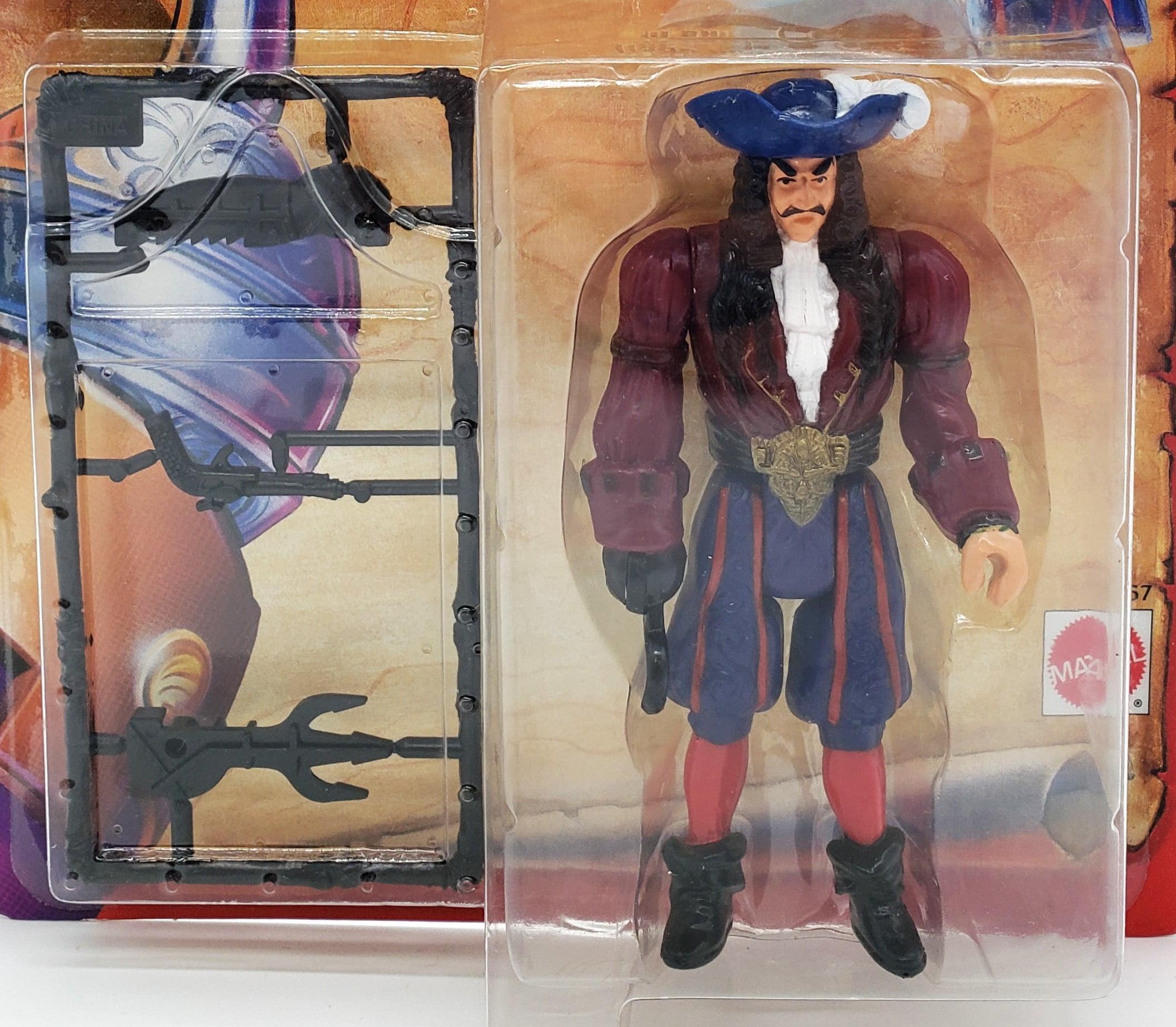 HOOK CAPTAIN HOOK ACTION FIGURE BY MATTEL IN 1991 MINT IN CARD - NEW IN BOX