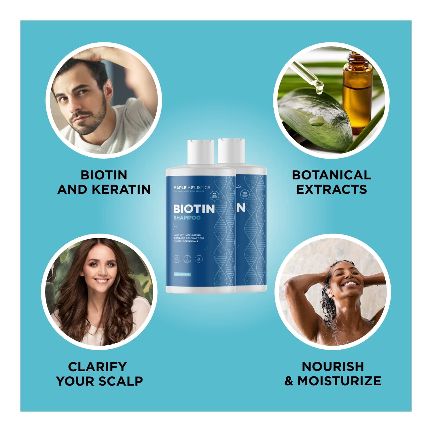 Volumizing Biotin Shampoo for Thinning Hair - Thin Hair Shampoo with Rosemary Argan and Essential Oils for Hair Care - Vegan Sulfate Free Shampoo for Damaged Dry Hair 2 Pack