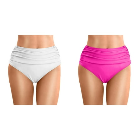 Rinsvye 2 Pcs Women Plus Size High Galaxy Skirts for Women Waist Bikini Bottoms Swim Briefs Beach Shorts Ruched Bottom High Cut Swim Bottom Full Coverage Swimsuit Bottom Sports Yoga Shorts Swimbotto
