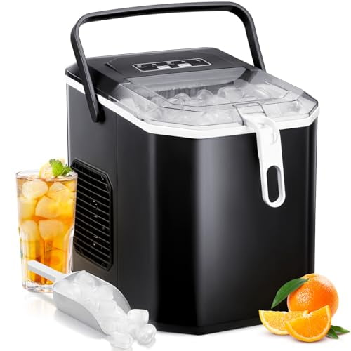 Antarctic Star Portable Ice Maker, 9 Ice Cubes in 6-12Mins, 28 Lbs/Day, 2 Size of Bullet Ice, Ice Maker Machine, Self-Cleaning Function with Ice Scoop and Basket for Home/Kitchen/O