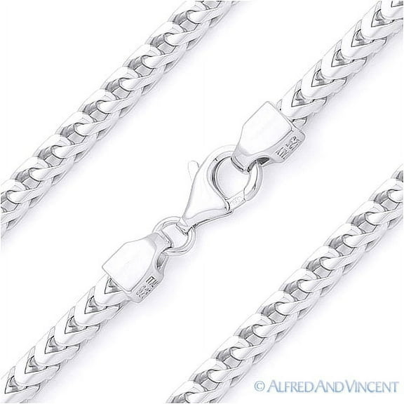 3.5mm Arrow Link Franco Italian Chain Bracelet in Solid .925 Sterling Silver