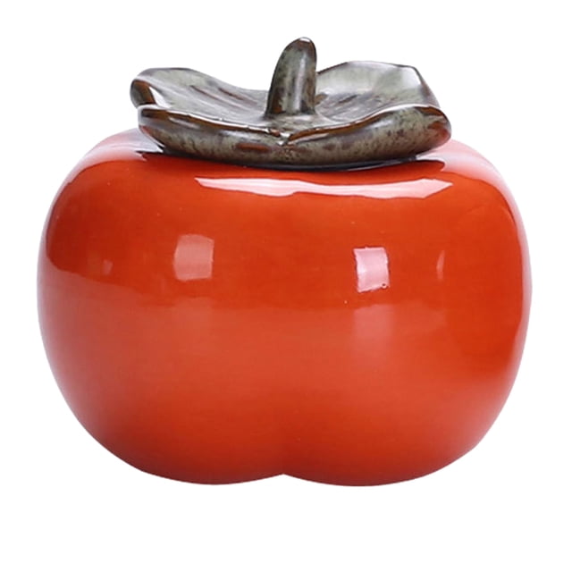 Persimmon Shaped Tea Canister Ceramic Sealed Canister Ornaments Wedding Gift