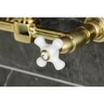 thumbnail image 2 of Kingston Brass KS2447PX Heritage Double-Handle Wall-Mount Bridge Kitchen Faucet, Brushed Brass, 2 of 7