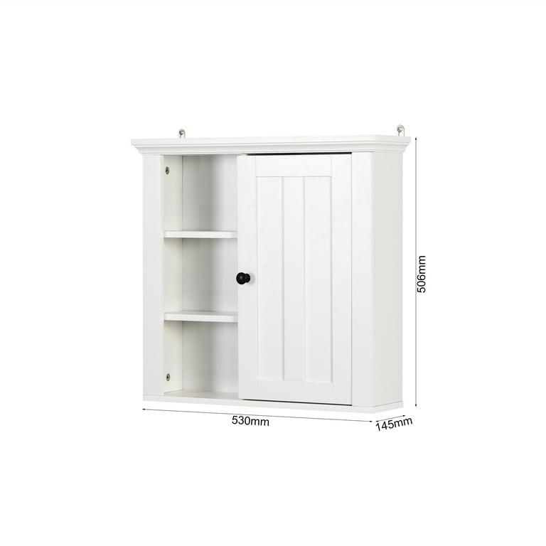 Home Hanging Storage Cupboard, Wall Mounted Bathroom Storage Cabinet with  Slide Barn Door and 4 Storage Compartments, Modern Storage Cabinet for