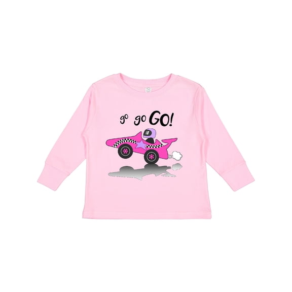 Inktastic Go Go Go Pink Racing Car Boys or Girls Long Sleeve Toddler T-Shirt