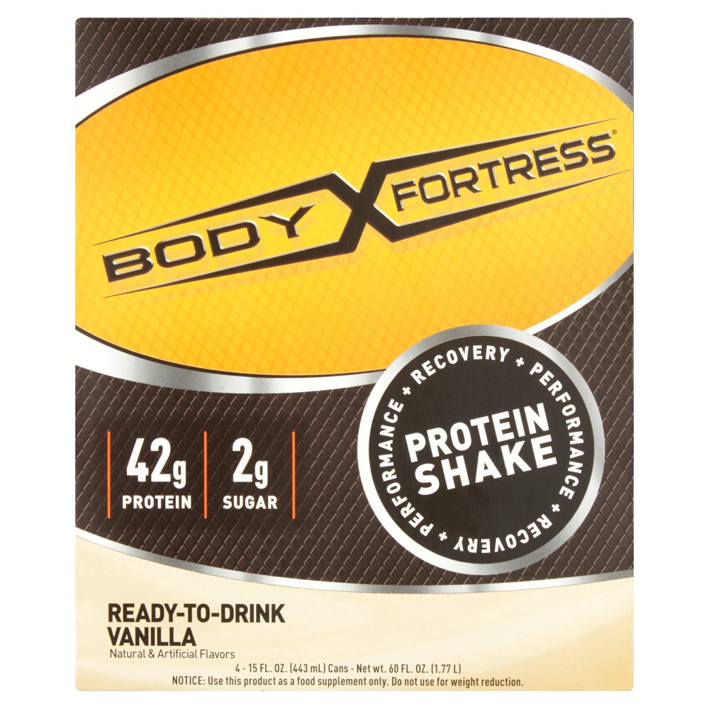 Body Fortress Vanilla Protein Shake, 15 fl oz, 4 count