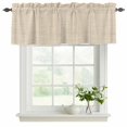 thumbnail image 2 of Beige Rustic Curtain Valances for Windows, Vintage Farmhouse Beige Solid Color Light Filtering Kitchen Curtains, Rod Pocket Window Valance Curtains for Living Room Bedroom, 42" W x 12" L, 2 Panels, 2 of 9