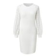 thumbnail image 4 of Mikilon Femmes Pull Manches Longues Automne Solide Décontracté 0-Cou Sweat-Shirt Robe, 4 of 5