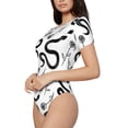 thumbnail image 2 of KLL Women 's Crew Neck Bodysuit Jumpsuits Hand Drawn Snake Print Short onesies Stretch T Shirts, 2 of 7
