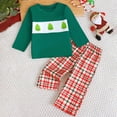 thumbnail image 5 of UngA Christmas Outfit Toddler Boy Baby Boy Christmas Outfit Toddler Winter Clothes Santa Long Sleeve Crewneck Sweatshirts + Pants Clothing Sets Green,12-18 Months, 5 of 7