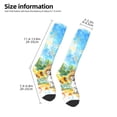 thumbnail image 2 of Daiia Sports Socks French Bulldog Sunflowers Bubbles Printed Novelty Crew Socks for Men Women Knee High Socks Cotton Socks Soft & Breathable Support Unisex Socks, 2 of 9