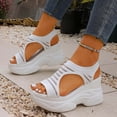 thumbnail image 5 of Xfvqtps Sandals for Women Knit Wedge Heel Peep Toe Comfortable Slip on Breathable Casual Shoes for Women Outdoor Wear, 5 of 9