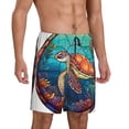 thumbnail image 2 of Gaeub Sea Turtle in Coral Printed Men's Short Pajama Pants, Lightweight Lounge & Sleep Bottoms Keep You Cool - XX-Large, 2 of 9