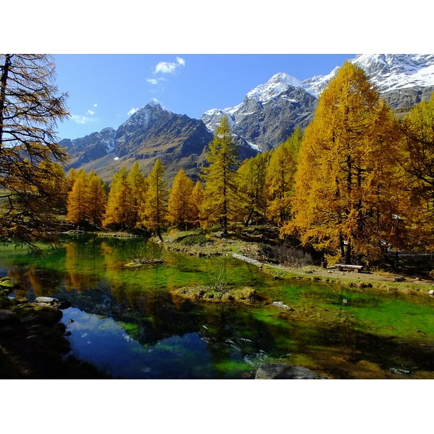 Valle D Aosta Mirror Lago Bleu Lake Aosta Valley 20 Inch By 30 Inch Laminated Poster With Bright Colors And Vivid Imagery Fits Perfectly In Many Attractive Frames Walmart Com Walmart Com