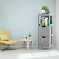 thumbnail image 4 of XgoodX Bathroom Floor Cabinet, Narrow Wooden Storage Tower w/2 Switchable Drawers, Side Storage for Bathroom, Freestanding Small Cabinet for Small Spaces, 12 x 12 35 Inch (Grey), 4 of 11