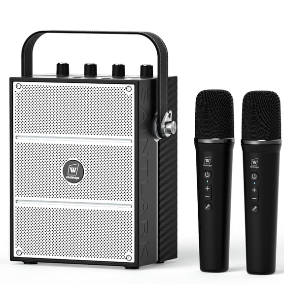HW HAOWORKS Portable PA System & Karaoke Machine with 2 Wireless Mics, 100W Powerful Pro Sound Bluetooth Party Speaker, Support USB/TF/AUX/Guitar for Outdoor/Home Events - S99