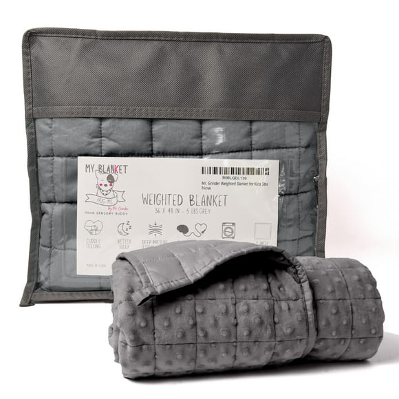 5lb Weighted Blanket for Youth 40 lbs + and Adults. Cotton and Minky Dots, 36x48 in Throw Blanket Soft, Reversible, Machine Washable. Lap Blanket for Rest, Reading, Travel. Grey