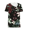 thumbnail image 4 of ALLLIST V Neck Tops for Women Plus Size Short Sleeve Floral Blouse Button Fashion Pullover Ladie's Tops, 4 of 5