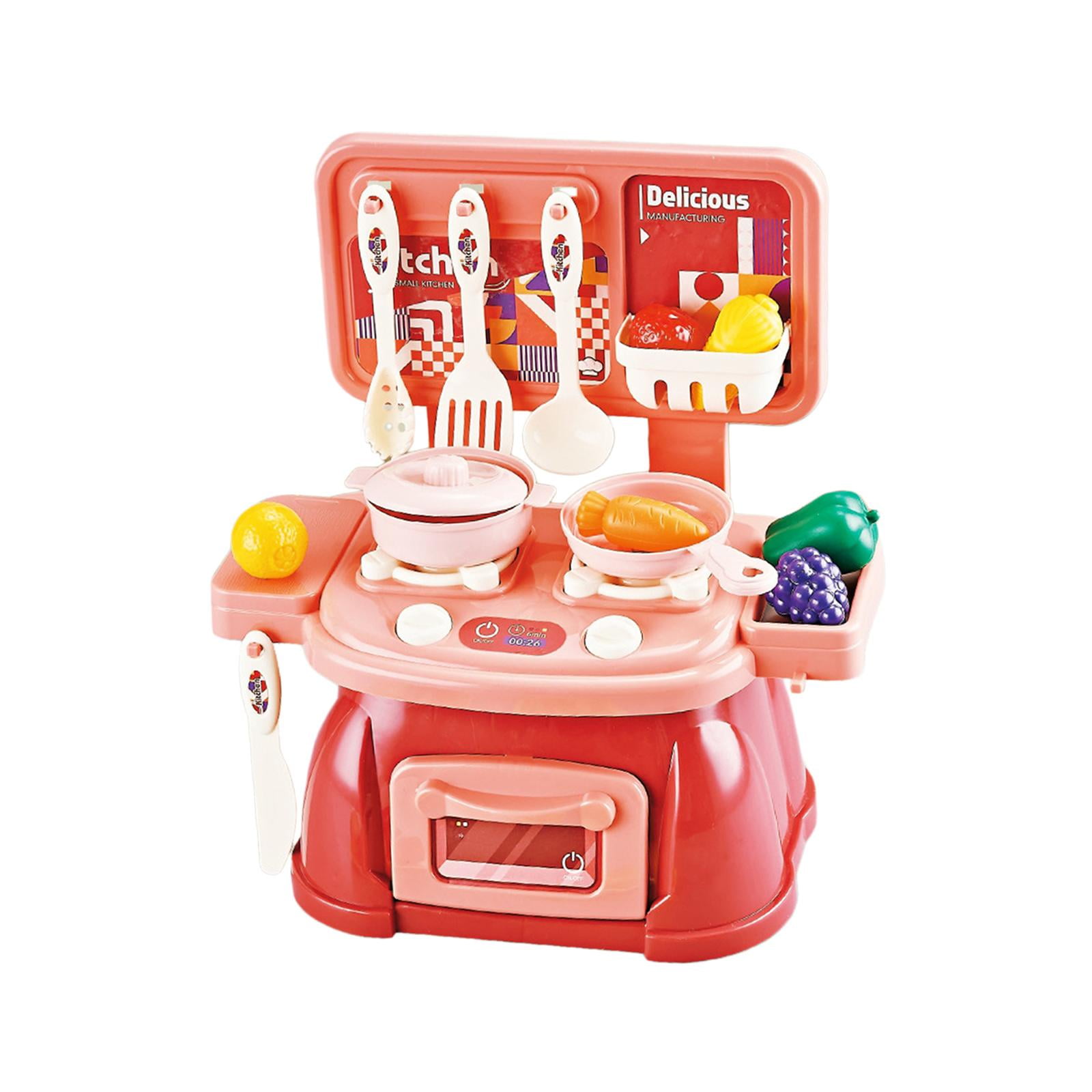 30 Piece Kitchen Playset Toy Role Play Set for Food Cooking Kitchen red